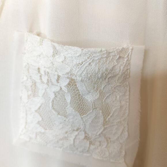 Torrid Ivory Chiffon + Lace Blouse Hi Low Hem - Picture 7 of 13